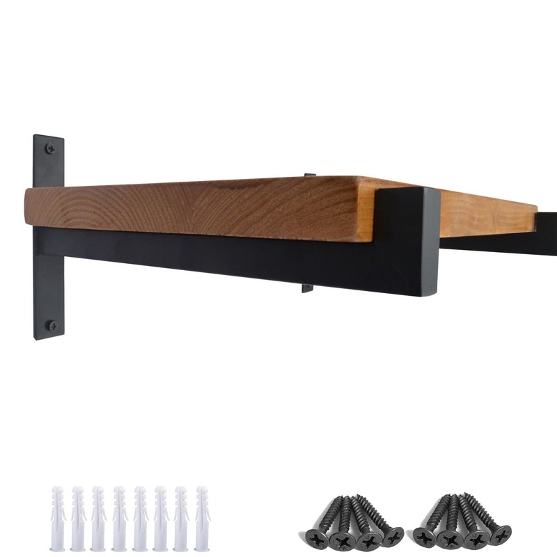 OVOV 2 Pcs Steel Heavy Duty Shelf Brackets Wall Mounted Industrial Metal Shelf Supports Matte Black 10 Inches - Image 1